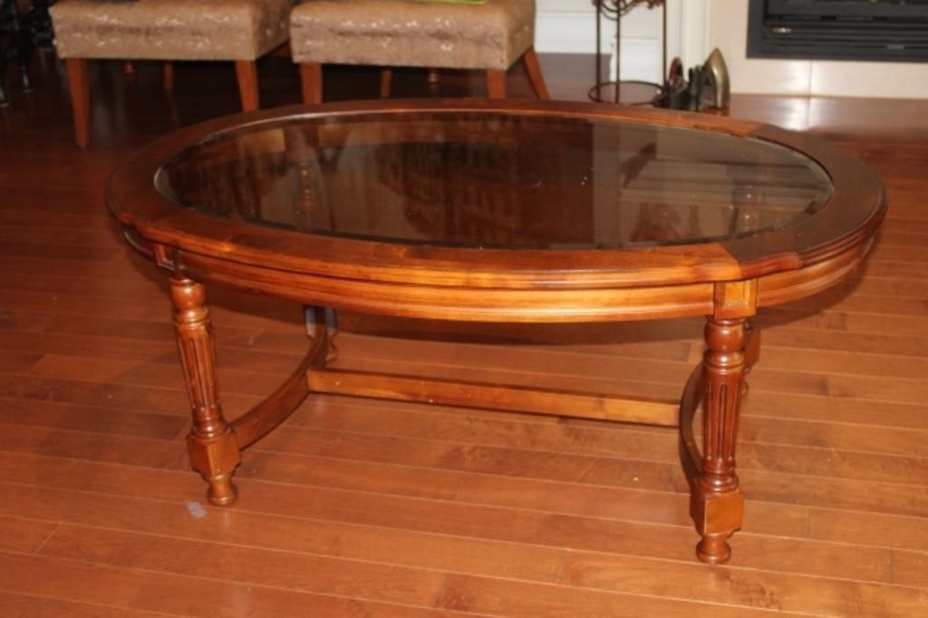 Wood/Glass Coffee Table 45.5x28x19H