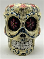 Dia de los Muertos Folk Art Skull - White