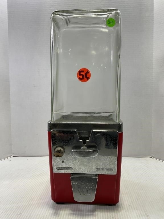 VINTAGE 5 CENT GUMBALL MACHINE