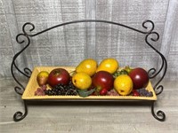 Serving Dish w/Faux Fruit