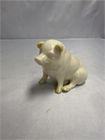 VINTAGE BELLEEK PORCELAIN PIG FIGURINE MADE IN