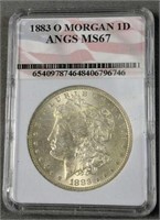 1883-0 Morgan Silver Dollar Angs Ms67