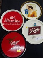 (4) Advertising Beer Trays