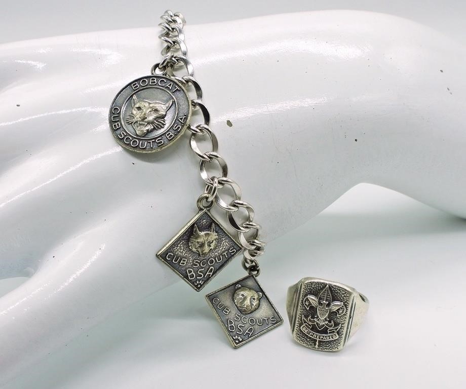 BOY SCOUTS RING & BRACELET STERLING