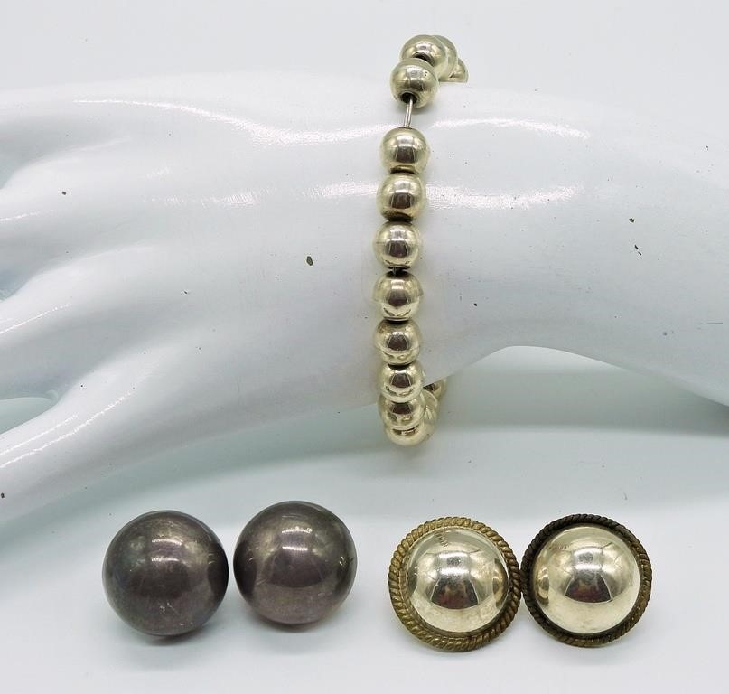 VINTAGE STERLING BRACELET & EARRINGS