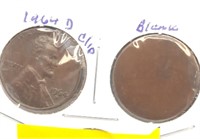 1964-D Lincoln 1 Cent (Clipped) & Blank 1 Cent Pla