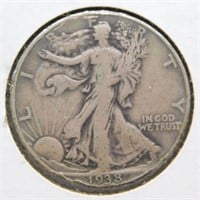 1938-D Walking Liberty Half Dollar. Key Date.