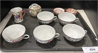 Japanese Porcelain Cups, Dishes, Vase.