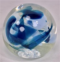 Glass paperweight - signed Monte Dunlevy - 3"
