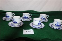 HANDPAINTED DELFT BLUE CUPS & SAUCERS