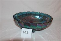 MODERN CARNIVAL GLASS FOOTED FRUIT BOWL