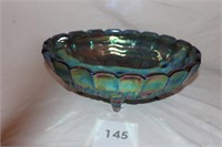 MODERN CARNIVAL GLASS FOOTED FRUIT BOWL