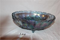 MODERN CARNIVAL GLASS FOOTED FRUIT BOWL