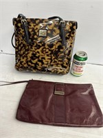 Anne Klein leopard print purse and burgundy