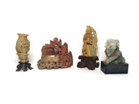 Asian Carved Stone Figures Lot of 4