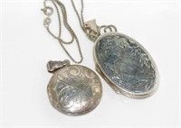 Silver chain and two silver lockets