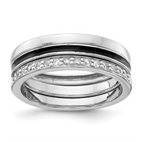 Sterling Silver- Rhodium-Plated Enameled Ring