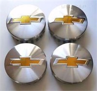 4-PAck Chevy Brushed Aluminum Wheel Center Caps