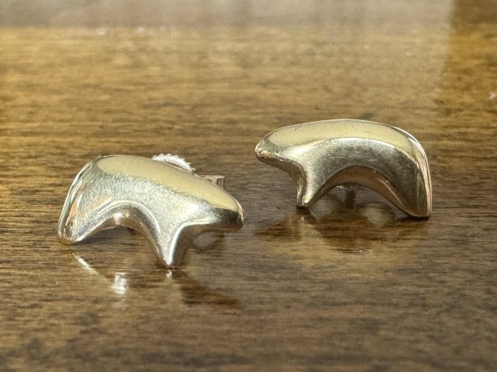 14K Gold Small Bear Stud Earrings