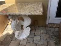 Concrete Seahorse Table base w/ marble top