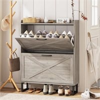 Maupvit Shoe Cabinet with 2 Flip Drawers