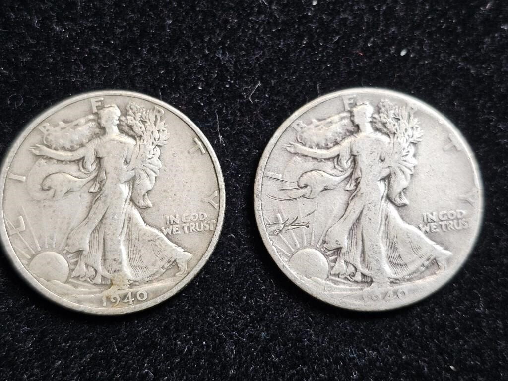 1940 & 1940S Liberty Walking Half Dollars (2)