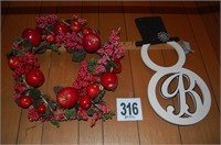 Apple Wreath 18" and Snowman Décor 25"
