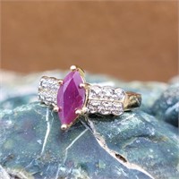 18k YG OVER STERLING SILVER RUBY & DIAMOND ACCENT