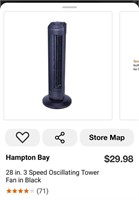 Hampton Bay 28" Oscillating Tower Fan