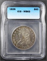 1826 CAPPED BUST HALF DOLLAR ICG MS63