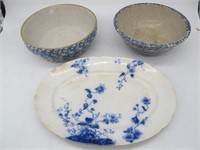 COUNTRY BOWLS  AND PLATTER ALL AS IS PLATTER16L
