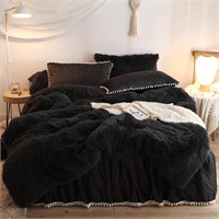HAIHUA Comforter Cover Set, Black KING