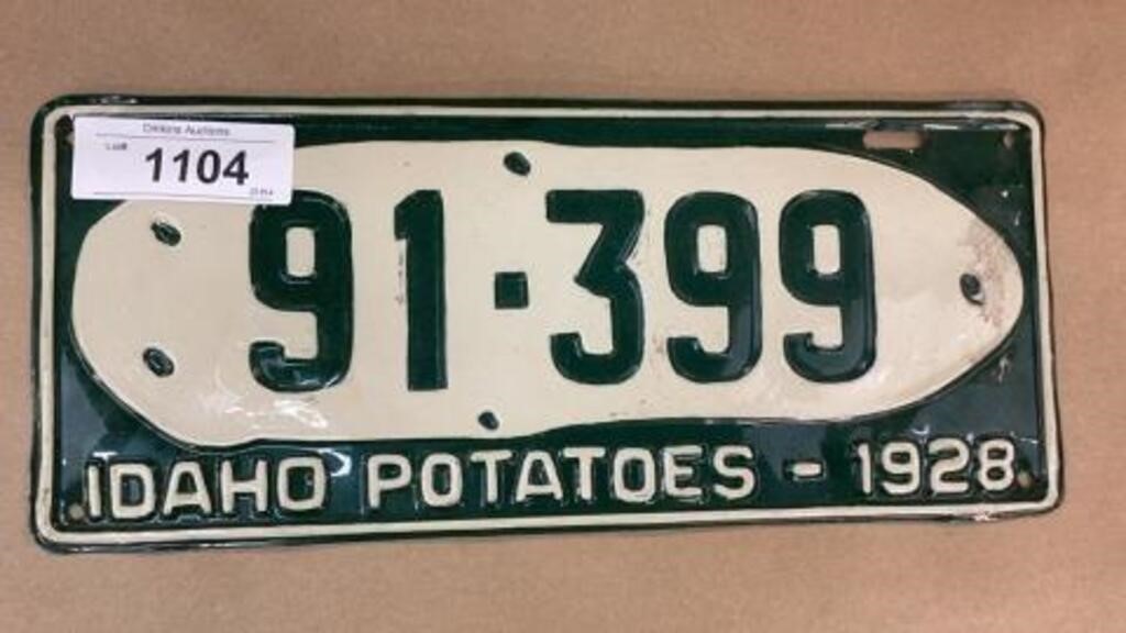 1928 Idaho potato license plate
