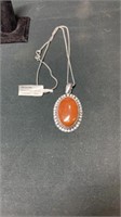 Mukaite pendant and chain German silver/20grams