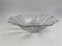 Vintage Etched Glass Serving Bowl