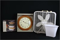 Box Fan, Wall Clock, Trash Can, 3 Tier Tray