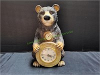 11.5" Resin Bear Shelf Clock w/ Thermometer