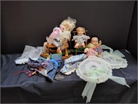 Baby Dolls Clothes, Wooden Rocking Chair&(4)Dolls