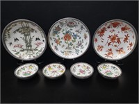 7 Vtg Hong Kong Chinese Cladded Porcelain Bowls