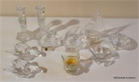 10 Pc Lot - Crystal Candle Holders & Figurines