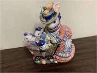 1995 FITZ AND FLOYD EASTER BUNNY COOKIE JAR