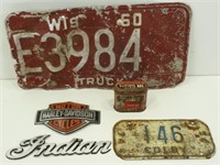 Old License Plates - Harley, Indian Emblems