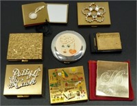 Six Vintage Compacts - One Fold Out Mirror, One
