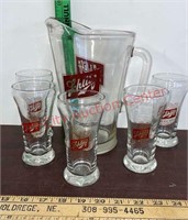 Schlitz Beer Picture & 5 Glasses