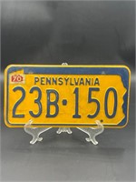 1970s Pennsylvania license plate tag
