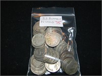 Bag (53) Buffalo Nickels Mixed Dates