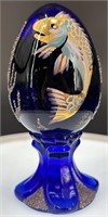 Fenton Cobalt Hp Pedestal Egg 2622/3000 By S