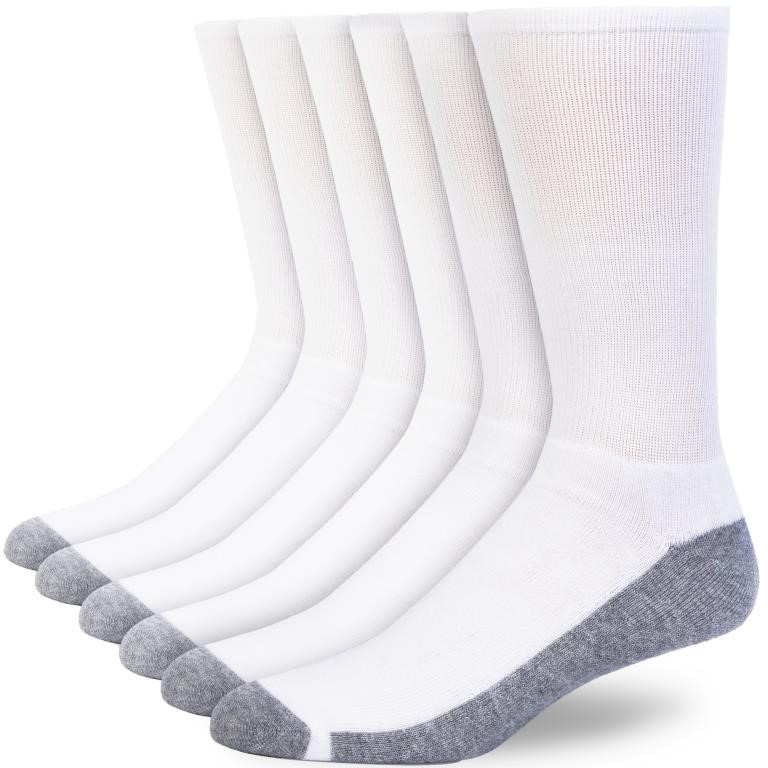 P3719  Nevend Men's Athletic Crew Socks, White 10-