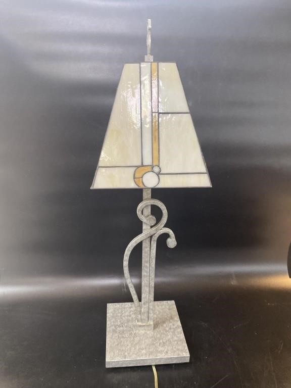 Slag Glass Lamp 31” Tall Working