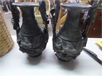 Pair of Antique Brass Vases very Detailed